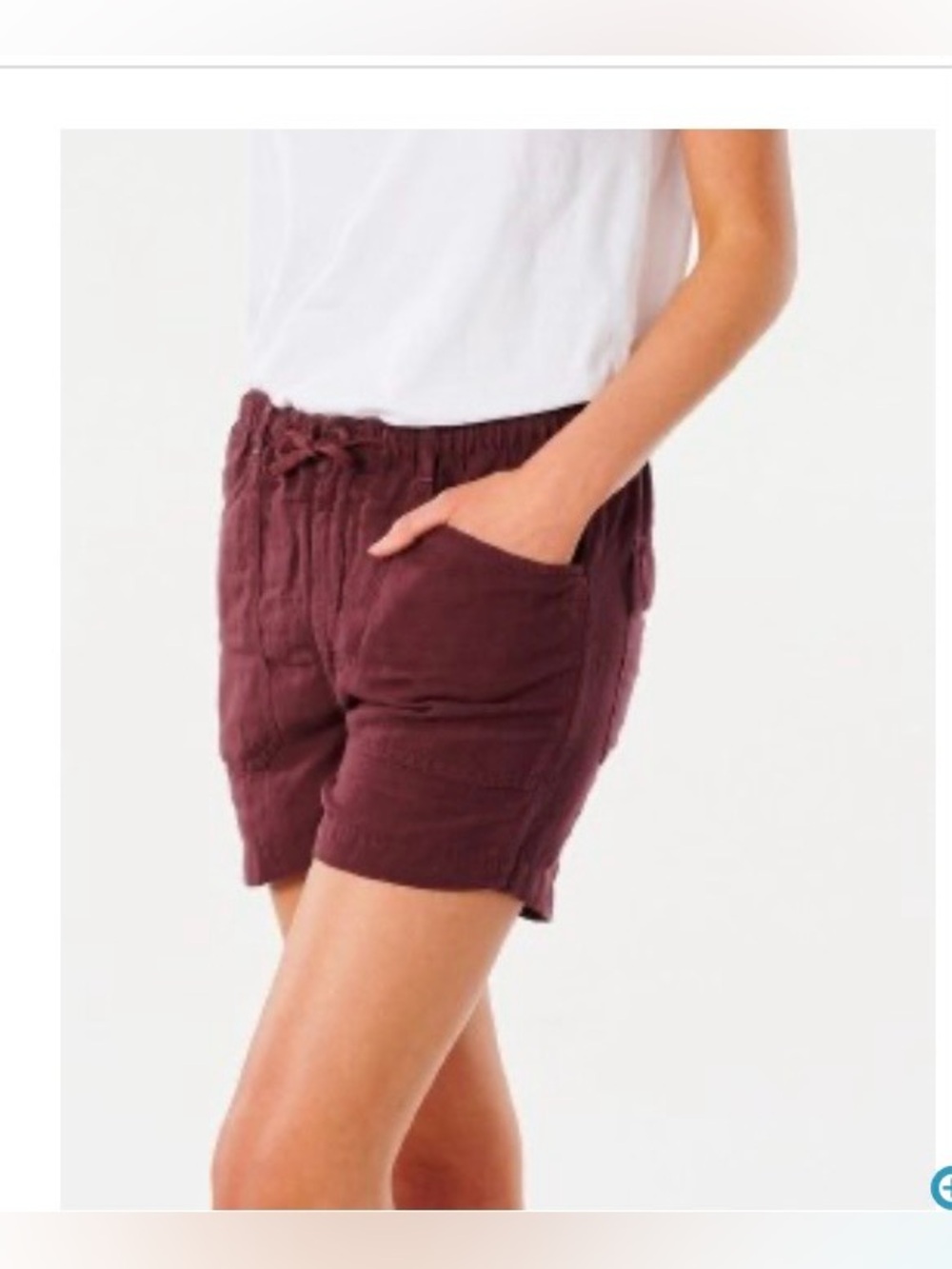 🆕Women’s Linen RIP CURL PANOMA WALK SHORTS MAROON. Size XL. NWT